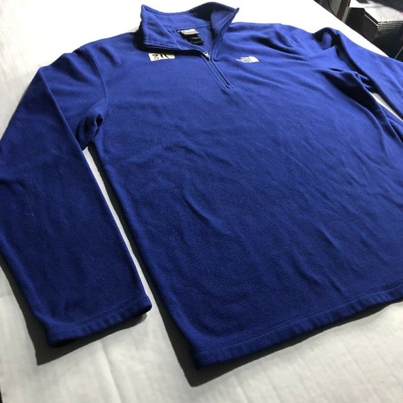 The North Face Mens Size Large Blue Long Sleeve Fleece 1/4 Zip Sweater - Picture 4 of 6